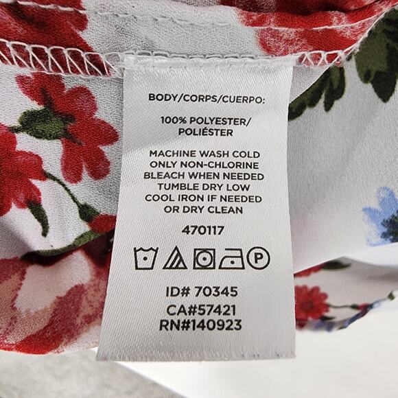 Loft Outlet Women Floral Ruffle Front Tie Neck Blouse Medium Long Sleeve Peasant - Picture 10 of 10